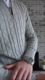 Cable-knit half-zip